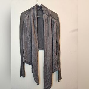 Lululemon Women's Washed Wrap Cardigan Black/Gray. Measurements In Pictures